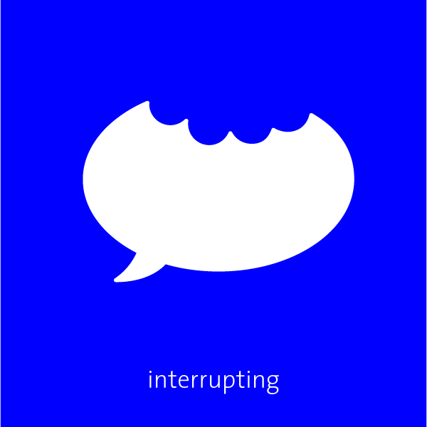 graphic: speech bubble, interrupting, biting