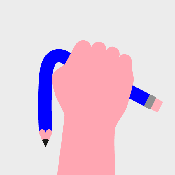 graphic: power, pencil, no energy, hand