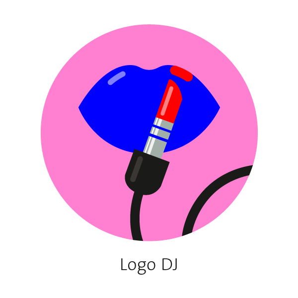 graphic: logo, dj, music, label, plug, lipstick