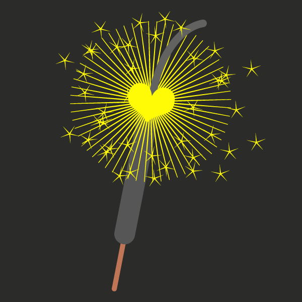 graphic: sparkler, herat, new years eve, love, spreading, heart
